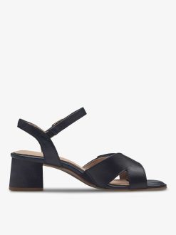 Tamaris Sandale A Talon En Cuir - Noir | Des Sandales