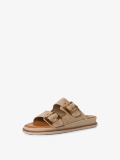 Tamaris Mule En Cuir - Beige | Mules