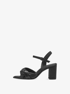 Tamaris Sandale A Talon En Cuir - Noir | Des Sandales