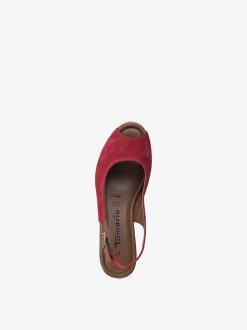 Tamaris Sandale A Talon En Cuir - Rouge | Des Sandales