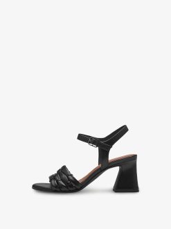 Tamaris Sandale A Talon En Cuir - Noir | Des Sandales