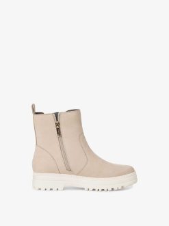 Tamaris Bottine En Cuir - Beige | Bottines