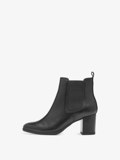 Tamaris Bottine Chelsea En Cuir - Noir | Bottines