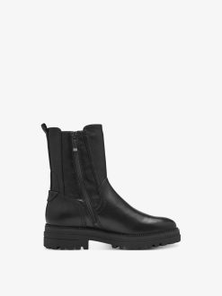 Tamaris Bottine Chelsea En Cuir - Noir | Bottines