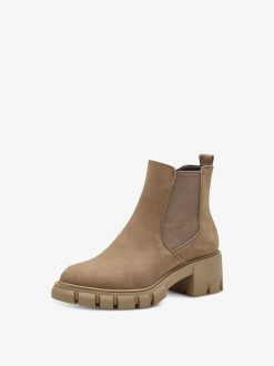 Tamaris Bottine Chelsea En Cuir - Marron | Bottines