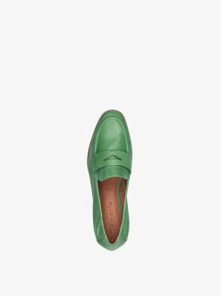 Tamaris Babouche En Cuir - Vert | Chaussures Basses Et Pantoufles