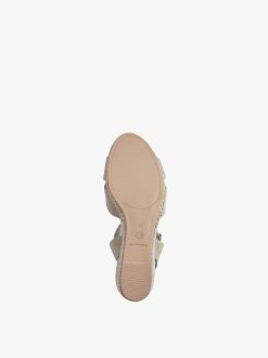 Tamaris Sandale A Talon En Cuir - Beige | Des Sandales