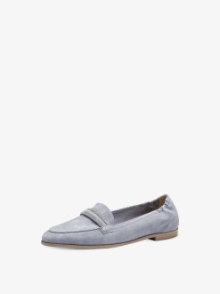 Tamaris Babouche En Cuir - Bleu | Chaussures Basses Et Pantoufles