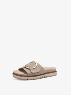 Tamaris Mule En Cuir - Beige | Mules