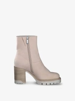 Tamaris Bottine En Cuir - Beige | Bottines