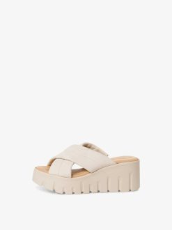 Tamaris Mule En Cuir - Beige | Mules