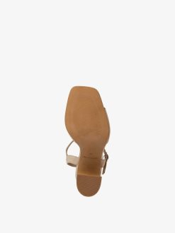 Tamaris Sandale A Talon En Cuir - Beige | Des Sandales