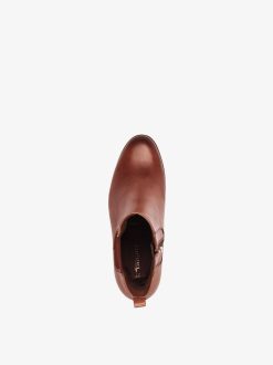 Tamaris Bottine Chelsea En Cuir - Marron | Bottines