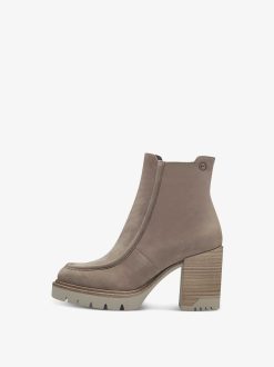 Tamaris Bottine En Cuir - Beige | Bottines