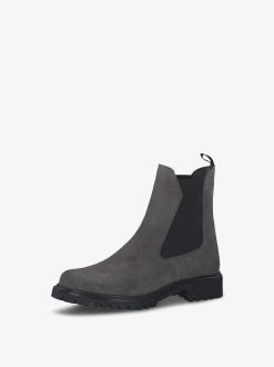 Tamaris Bottine Chelsea En Cuir - Gris | Bottines