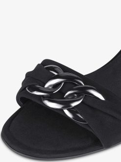 Tamaris Sandale A Talon En Cuir - Noir | Des Sandales