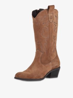 Tamaris Bottes De Cowboy En Cuir - Marron | Bottines