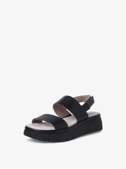 Tamaris Sandale En Cuir - Noir | Des Sandales