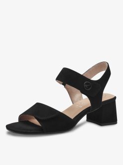 Tamaris Sandale A Talon En Cuir - Noir | Des Sandales