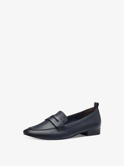 Tamaris Babouche En Cuir - Bleu | Chaussures Basses Et Pantoufles