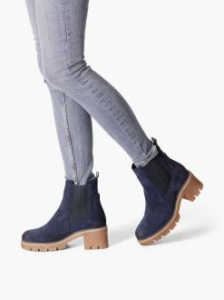 Tamaris Bottine Chelsea En Cuir - Bleu | Bottines