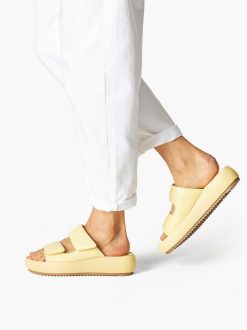 Tamaris Mule En Cuir - Jaune | Mules