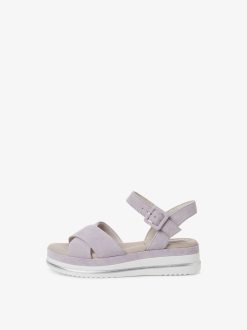 Tamaris Sandale En Cuir - Violet | Des Sandales