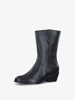 Tamaris Bottine En Cuir - Noir | Bottines