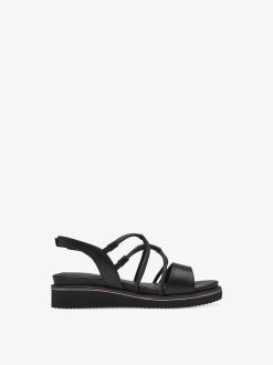 Tamaris Sandale A Talon En Cuir - Noir | Des Sandales