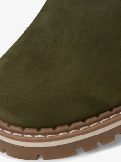 Tamaris Bottine En Cuir - Doublure Chaude Verte | Bottines