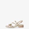 Tamaris Sandale A Talon En Cuir - Beige | Des Sandales