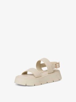 Tamaris Sandale En Cuir - Beige | Des Sandales