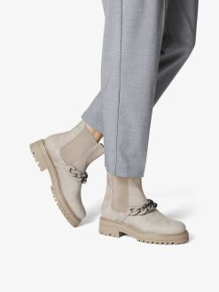 Tamaris Bottine Chelsea En Cuir - Beige | Bottines