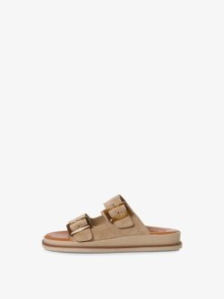 Tamaris Mule En Cuir - Beige | Mules