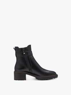 Tamaris Bottine Chelsea En Cuir - Noir | Bottines