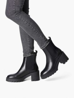 Tamaris Bottine Chelsea En Cuir - Noir | Bottines