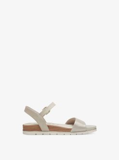 Tamaris Sandale En Cuir - Beige | Des Sandales