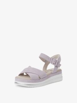 Tamaris Sandale En Cuir - Violet | Des Sandales