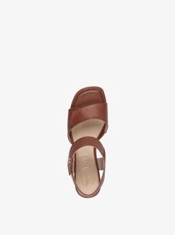 Tamaris Sandale A Talon En Cuir - Marron | Des Sandales