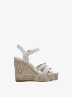 Tamaris Sandale A Talon En Cuir - Blanc | Des Sandales