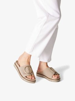 Tamaris Mule En Cuir - Beige | Mules