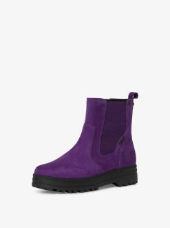 Tamaris Bottine En Cuir - Violet | Bottines