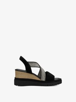 Tamaris Sandale A Talon En Cuir - Noir | Des Sandales