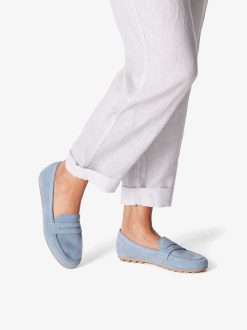 Tamaris Mocassin En Cuir - Bleu | Chaussures Basses Et Pantoufles