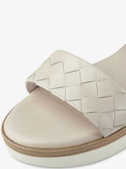 Tamaris Sandale A Talon En Cuir - Beige | Des Sandales