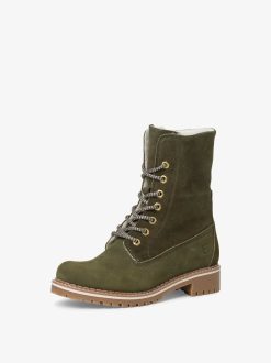 Tamaris Bottine En Cuir - Doublure Chaude Verte | Bottines