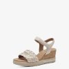 Tamaris Sandale A Talon En Cuir - Beige | Des Sandales