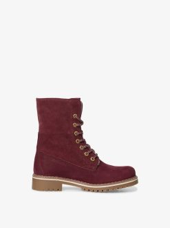 Tamaris Bottine En Cuir - Doublure Chaude Rouge | Bottines