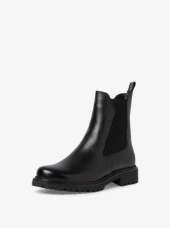 Tamaris Bottine Chelsea En Cuir - Noir | Bottines