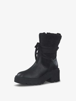 Tamaris Bottine En Cuir - Doublure Chaude Noire | Bottines